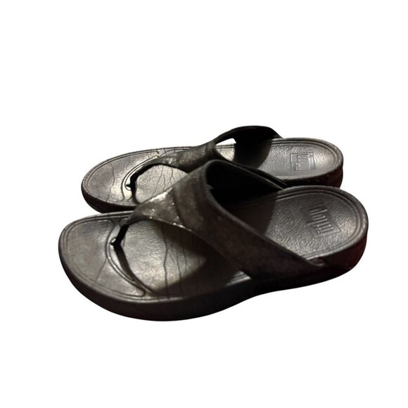 Fitflop Womens Black Thong Sandals Slip-On Comfort Shoes Size US 7 fair cond. - Picture 4 of 10